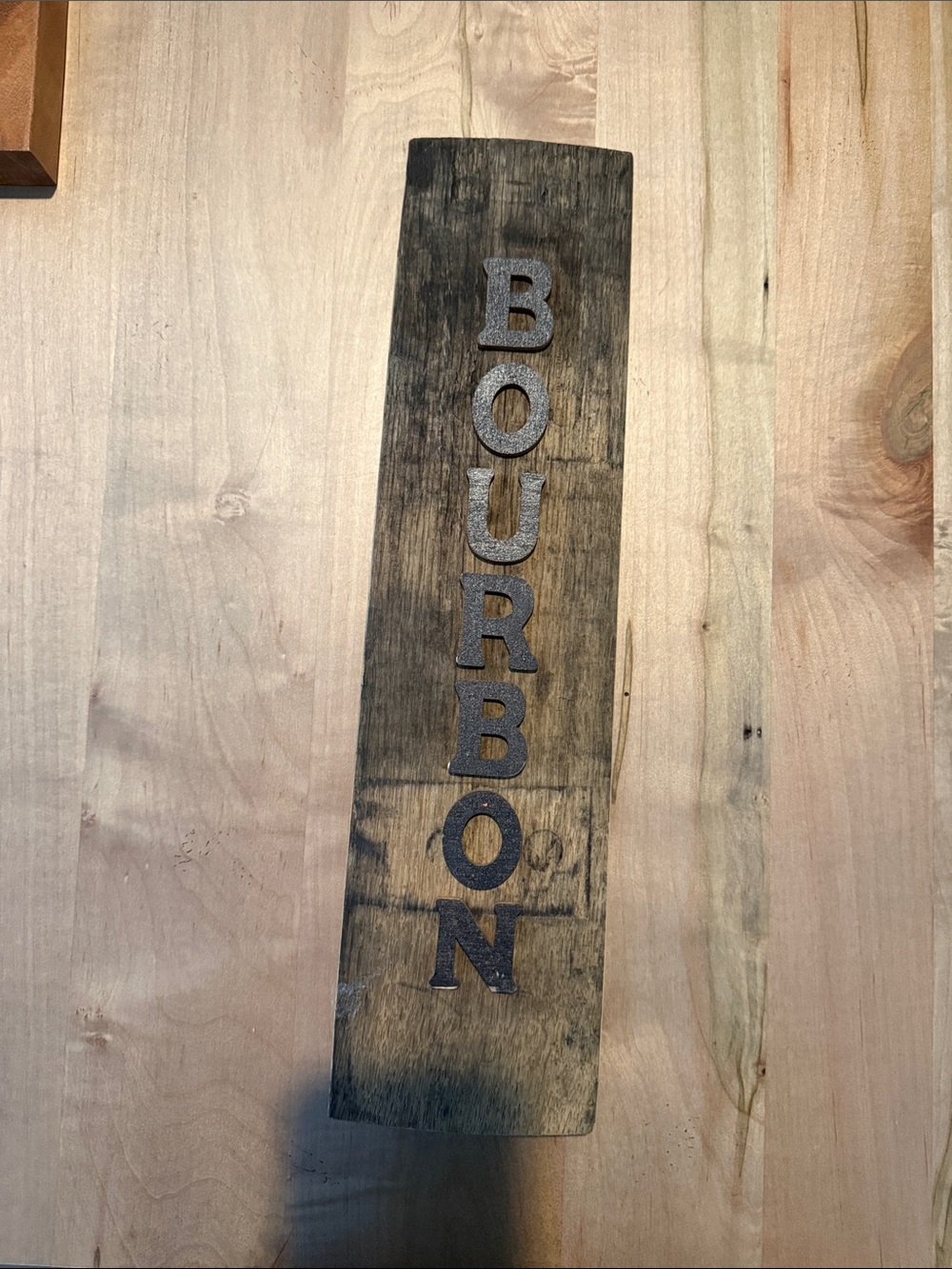 Vertical Rustic 'Bourbon' Wood Wall Sign in Brown